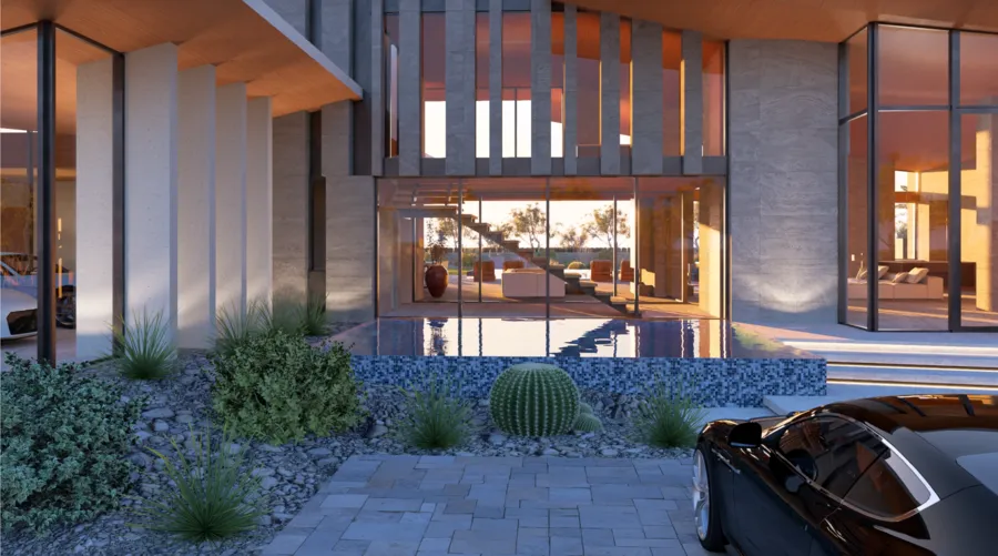 Threshold between garage court and interior living space